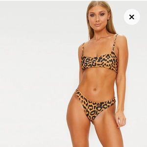 Pretty Little Thing Low Scoop Cheetah Bikini Top and Bottom